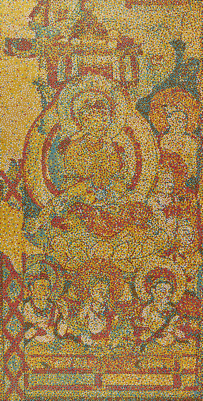 CMYK-供养菩萨图(Offering bodhisattva)，200 x 100 cm ，Acrylics on canvas ，Yang Mian，2020